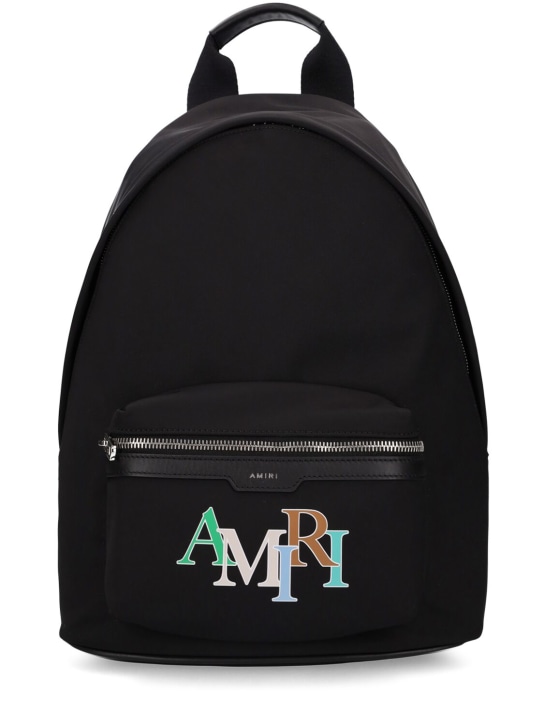 Amiri: Logo embroidered nylon backpack - Black - kids-girls_0 | Luisa Via Roma