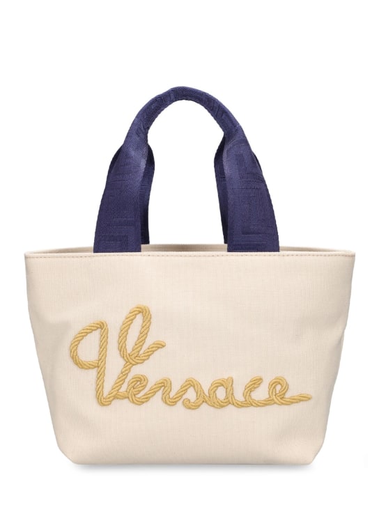 Versace: Embroidered tote bag - Gold/Beige - kids-girls_0 | Luisa Via Roma