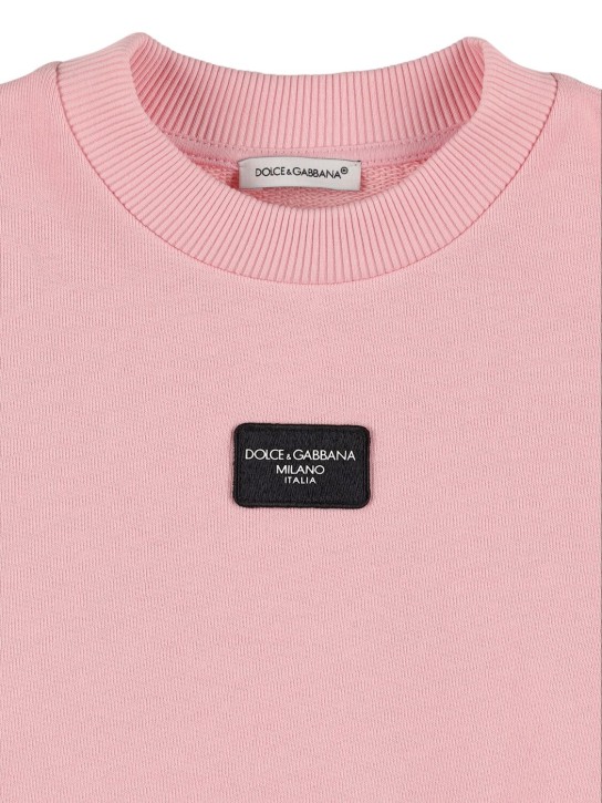 Dolce&Gabbana: Sudadera de algodón con logo - Rosa - kids-girls_1 | Luisa Via Roma