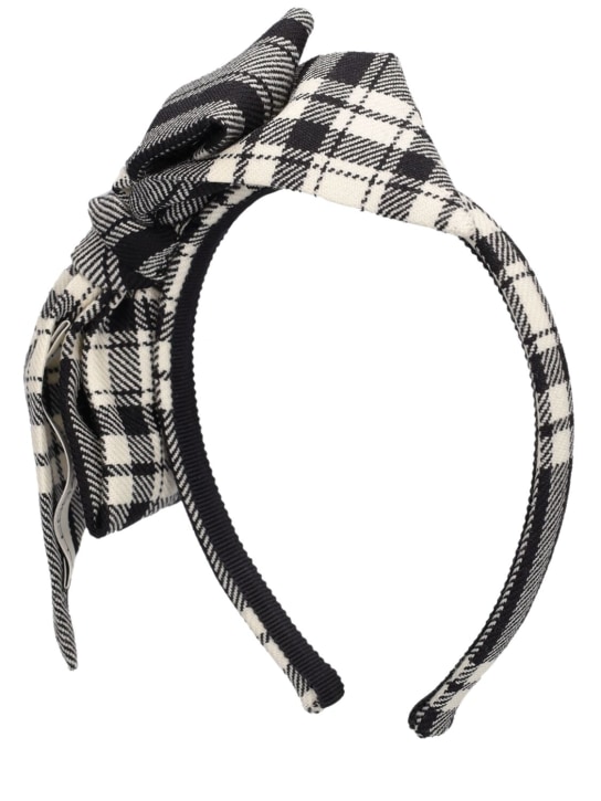 Alessandra Rich: Tartan headband w/ bow - Black/White - women_0 | Luisa Via Roma