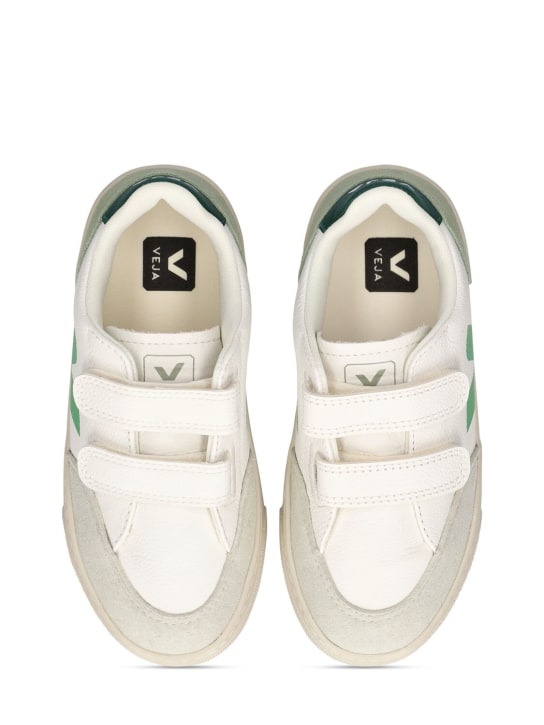 Veja: Sneakers V-12 in pelle senza cromo - Bianco/Verde - kids-boys_1 | Luisa Via Roma