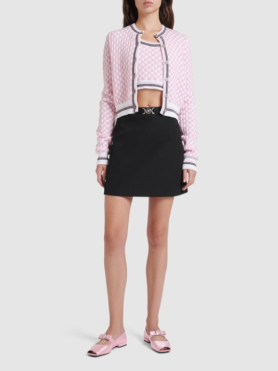 Versace: Grain de poudre wool mini skirt - Black - women_1 | Luisa Via Roma