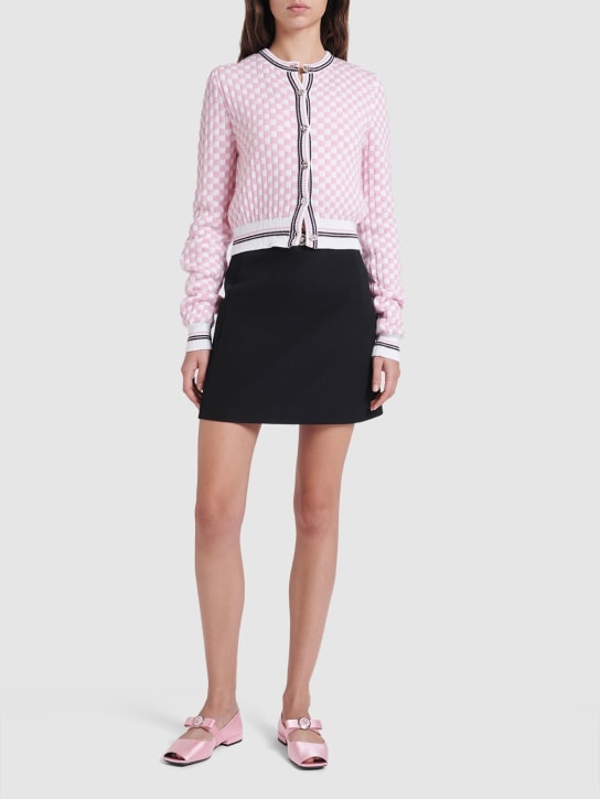 Versace: Check jacquard knit cardigan - Pink/Multi - women_1 | Luisa Via Roma