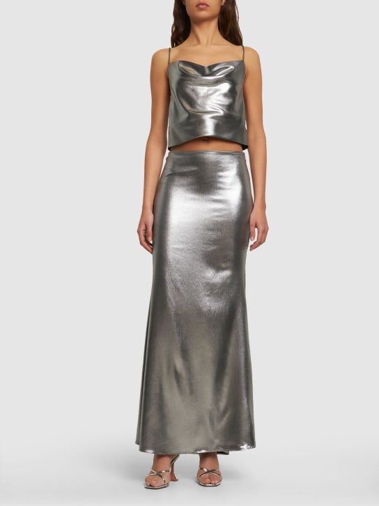 Rotate: Metallic draped maxi skirt - Silver - women_1 | Luisa Via Roma