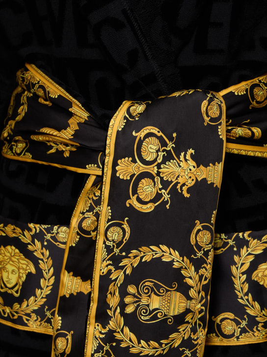 Versace: Barocco & Robe短款棉质浴袍 - 黑色 - women_1 | Luisa Via Roma