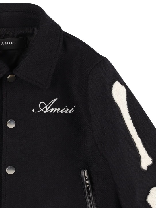 Amiri: Wool blend bomber jacket w/ logo - Black - kids-girls_1 | Luisa Via Roma