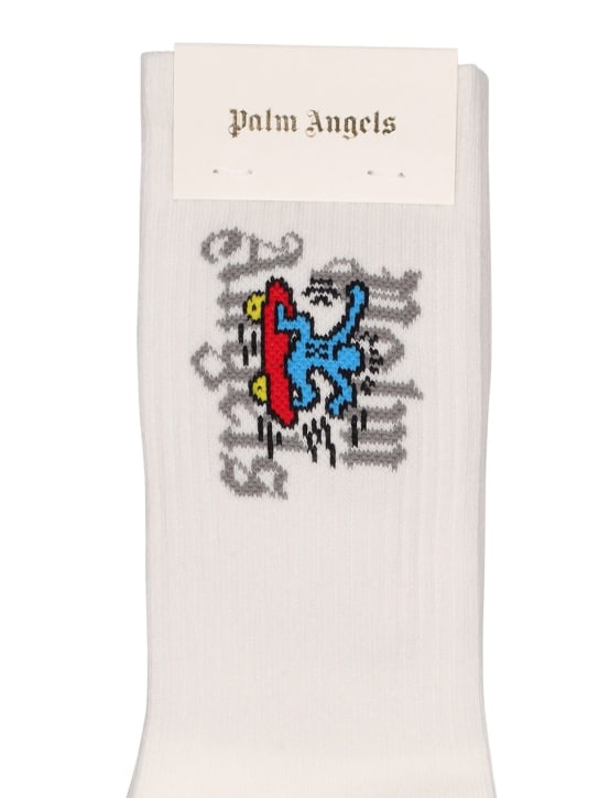 Palm Angels: Chaussettes hautes en coton PA Skateboard - Blanc - kids-boys_1 | Luisa Via Roma