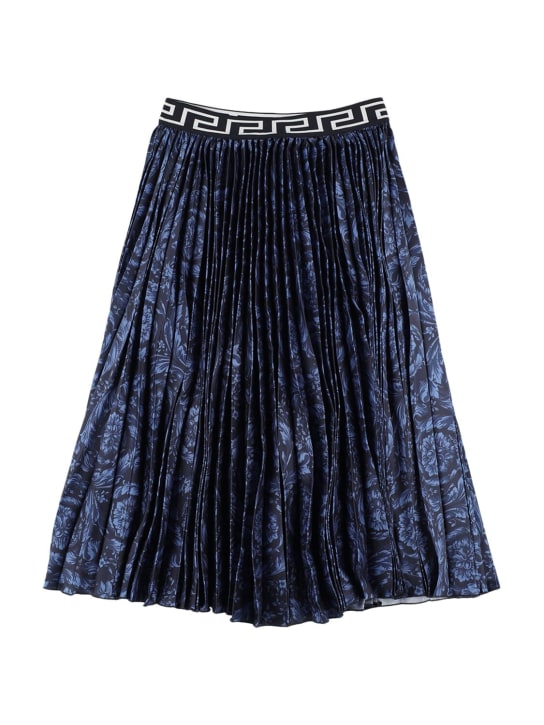 Versace: Barocco print cotton twill midi skirt - Navy - kids-girls_0 | Luisa Via Roma