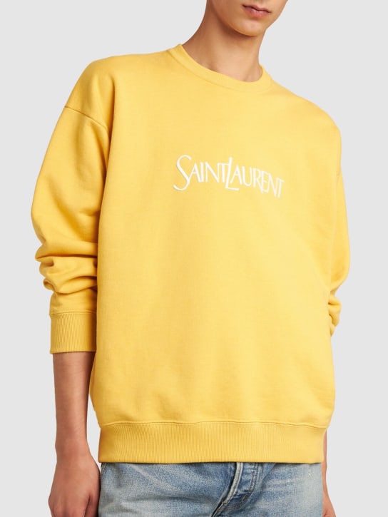 Saint Laurent: Vintage embroidered cotton sweatshirt - Yellow - men_1 | Luisa Via Roma