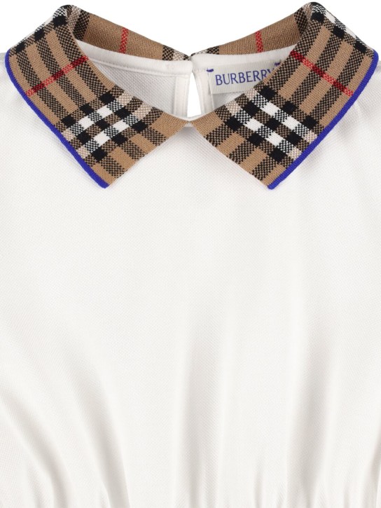 Burberry: Robe-chemise en jersey avec inserts à carreaux - Blanc - kids-girls_1 | Luisa Via Roma