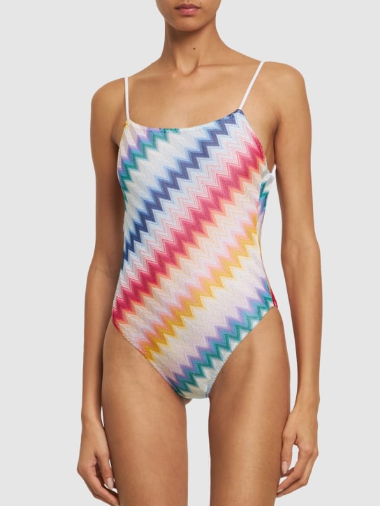Missoni: Chevron knit one piece swimsuit - Multicolor - women_1 | Luisa Via Roma