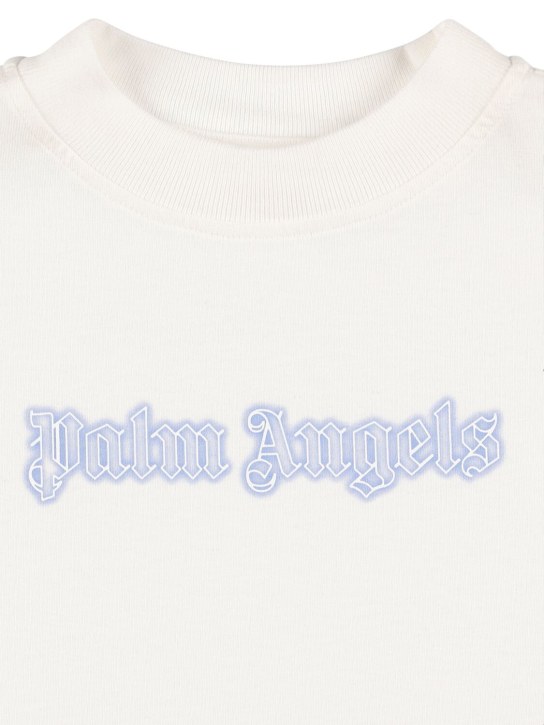 Palm Angels: T-shirt in cotone con logo fluo - Off-White - kids-girls_1 | Luisa Via Roma