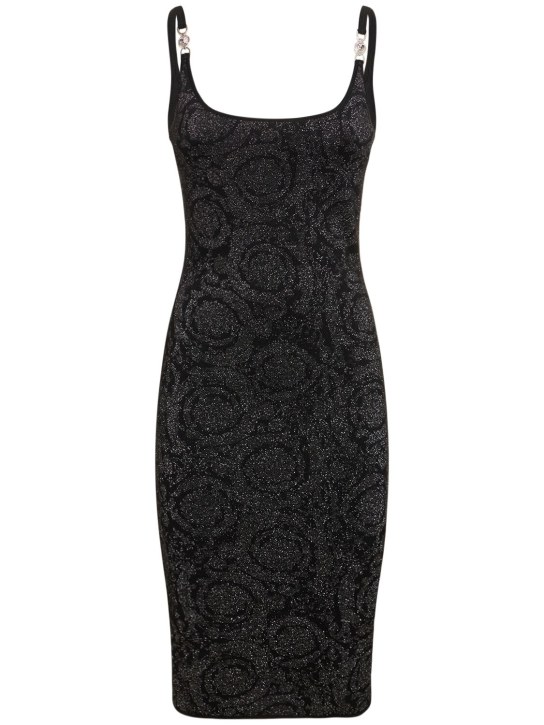 Versace: Barocco knit dress - Black - women_0 | Luisa Via Roma