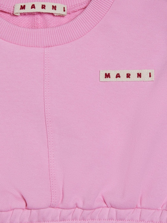 Marni Junior: Logo cotton crop sleeveless sweatshirt - Pink - kids-girls_1 | Luisa Via Roma
