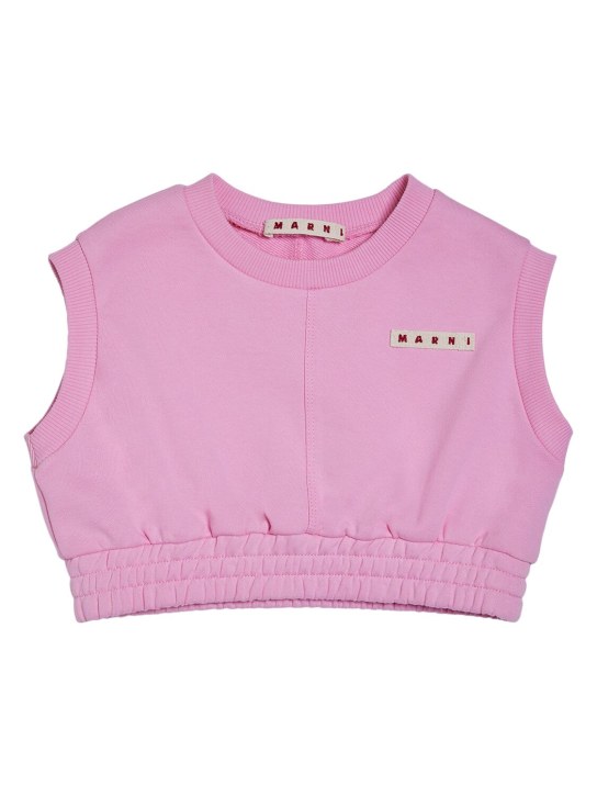 Marni Junior: Ärmelloses Sweatshirt aus Baumwolle mit Logo - Rosa - kids-girls_0 | Luisa Via Roma