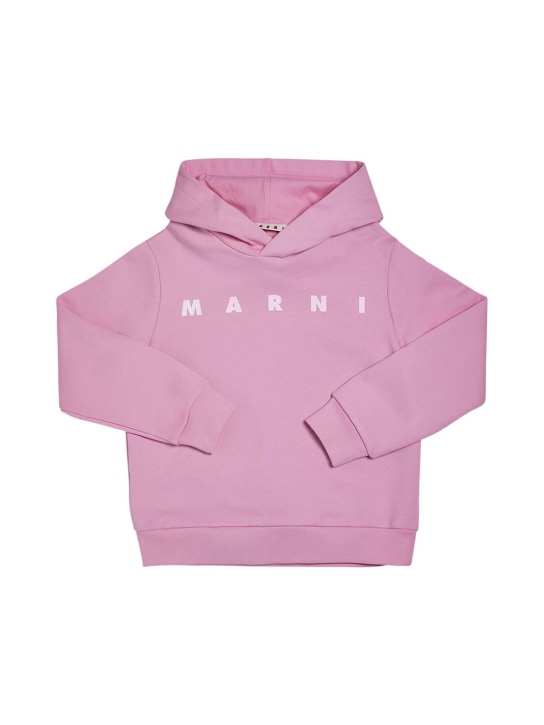 Marni Junior: Cotton jersey hoodie - Pink - kids-girls_0 | Luisa Via Roma
