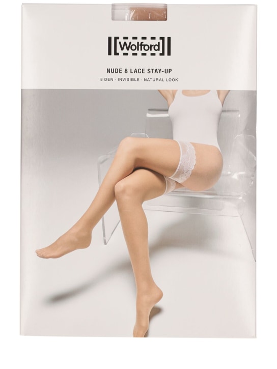 Wolford: Nude 8 lace stay-up stockings - Nude - women_0 | Luisa Via Roma