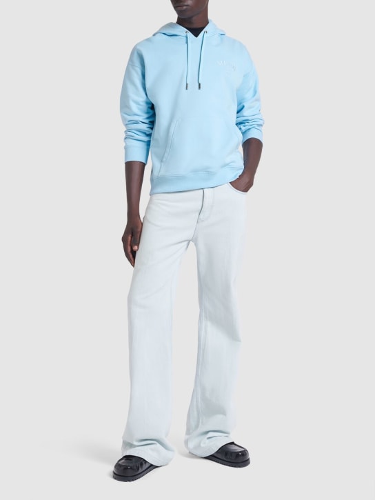Versace: Sudadera de jersey de algodón con logo y capucha - Pastel Blue - men_1 | Luisa Via Roma