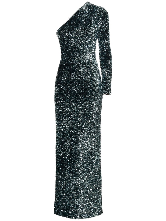 Solace London: Romy embellished long dress - Silver - women_0 | Luisa Via Roma