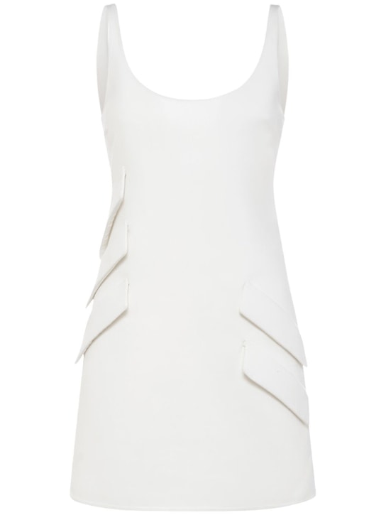 Versace: Double wool blend dress - White - women_0 | Luisa Via Roma