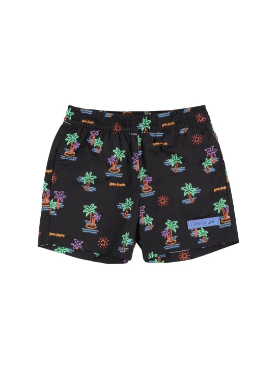 Palm Angels: Beachwear-Shorts „Neon Palms“ - Schwarz/Multi - kids-boys_0 | Luisa Via Roma