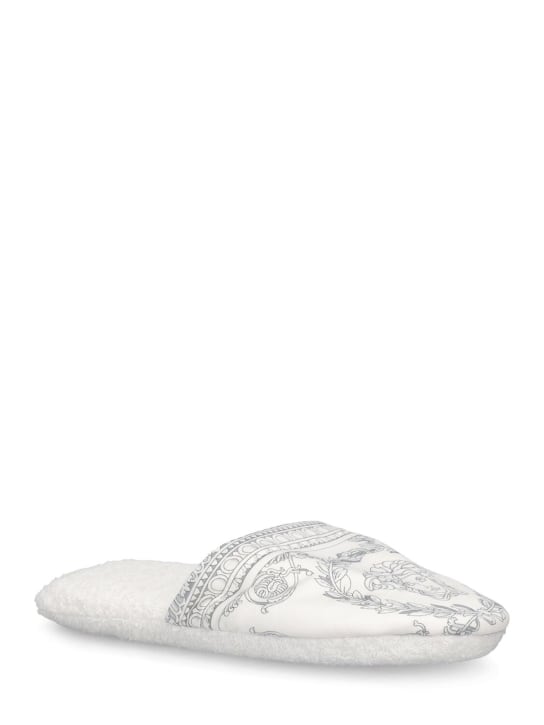 Versace: Barocco & Robe cotton slippers - White - ecraft_1 | Luisa Via Roma