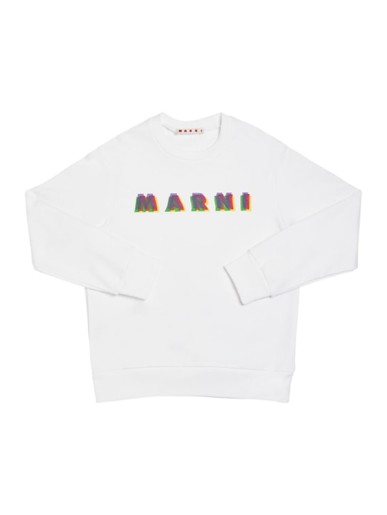 Marni Junior: Logo print cotton sweatshirt - White - kids-boys_0 | Luisa Via Roma
