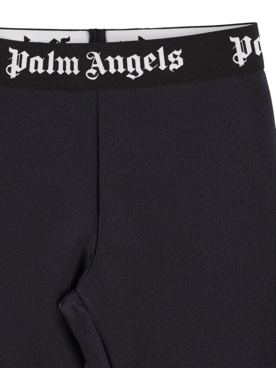 Palm Angels: Legging en tissu technique avec bande logo - Noir - kids-girls_1 | Luisa Via Roma