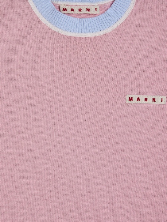 Marni Junior: Contrasting color cotton knit sweater - Pink - kids-girls_1 | Luisa Via Roma