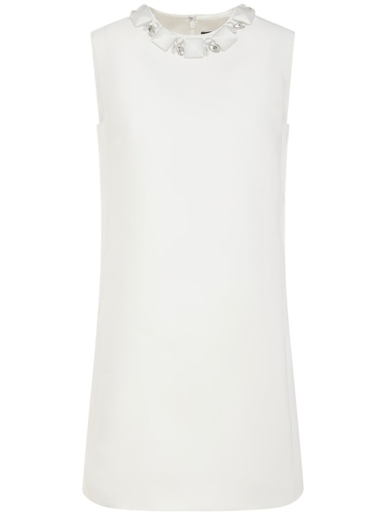 Versace: Vestido corto de seda - Blanco - women_0 | Luisa Via Roma