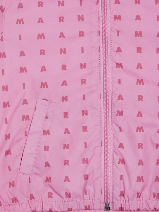 Marni Junior: Printed logo hooded nylon jacket - Pink - kids-girls_1 | Luisa Via Roma