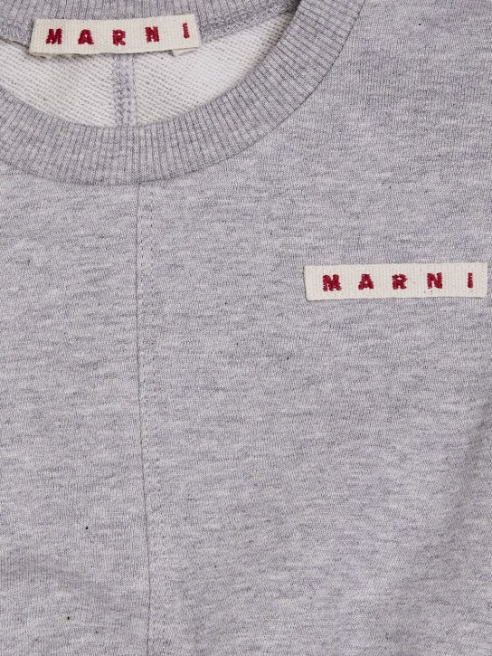 Marni Junior: Logo cotton crop sleeveless sweatshirt - Grey - kids-girls_1 | Luisa Via Roma