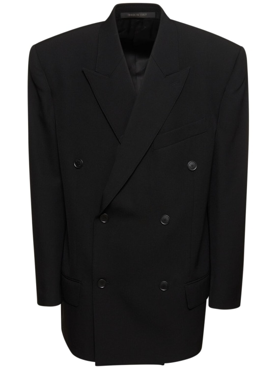Balenciaga: Dry wool jacket - Black - men_0 | Luisa Via Roma