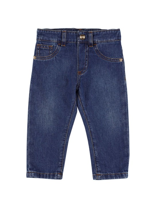 Versace: Jeans in denim di cotone - Blu - kids-boys_0 | Luisa Via Roma
