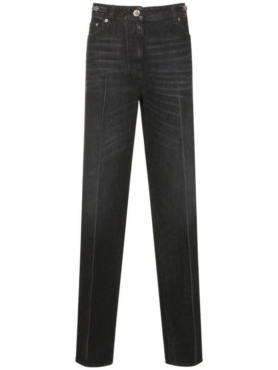 Versace: Gerade Jeans aus Denim - Dunkelgrau - women_0 | Luisa Via Roma