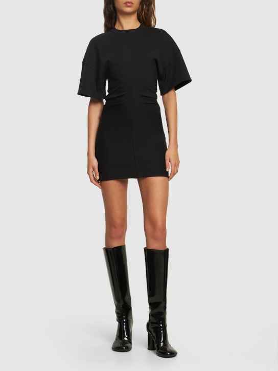 Alexander Wang: Drop shoulder cotton blend mini dress - Black - women_1 | Luisa Via Roma