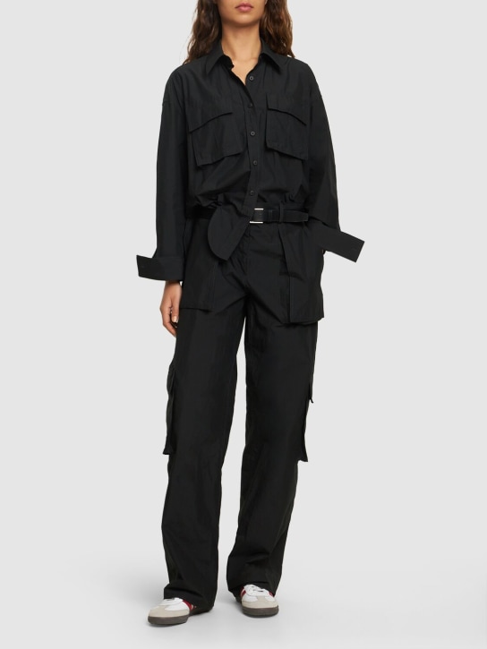 Alexander Wang: Button up cotton blend cargo jumpsuit - Black - women_1 | Luisa Via Roma