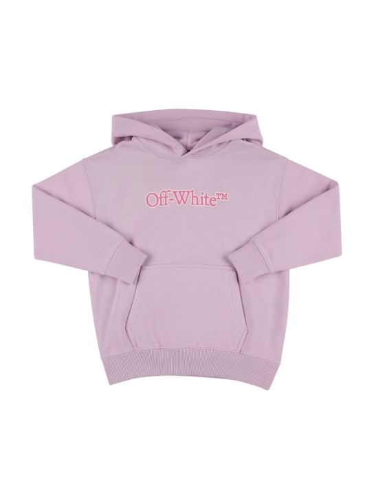 Off-White: Big bookish cotton hoodie - Lilac - kids-girls_0 | Luisa Via Roma