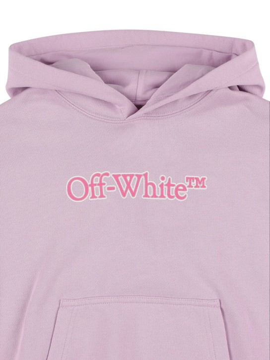Off-White: Big bookish cotton hoodie - Lilac - kids-girls_1 | Luisa Via Roma