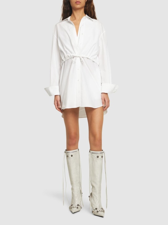 Alexander Wang: Robe chemise courte avec liens à nouer - Blanc - women_1 | Luisa Via Roma
