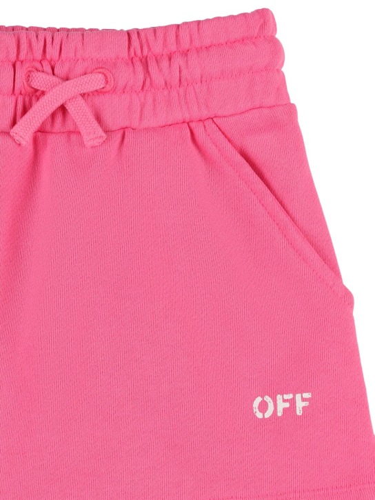 Off-White: Off stamp cotton sweat skirt - Fuchsia - kids-girls_1 | Luisa Via Roma