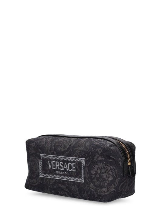 Versace: Neceser con logo jacquard - Negro - women_1 | Luisa Via Roma