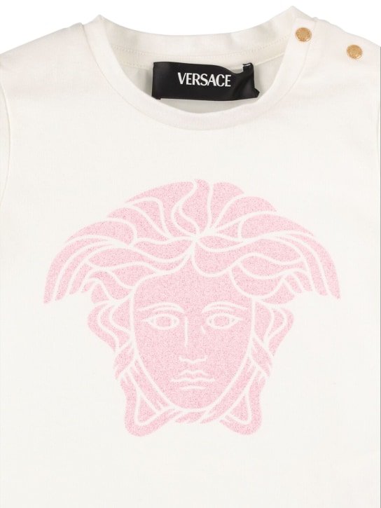 Versace: Camiseta de jersey de algodón estampada - Rosa - kids-girls_1 | Luisa Via Roma