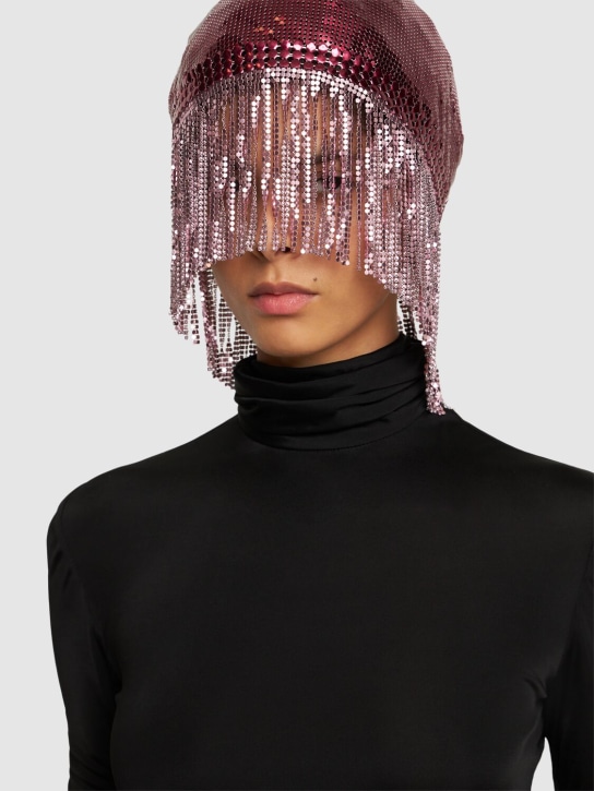 Rabanne: Bonnet mesh head piece - Fuchsia/Pink - women_1 | Luisa Via Roma