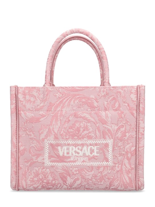 Versace: Borsa shopping piccola Barocco jacquard - Rosa Chiaro - women_0 | Luisa Via Roma