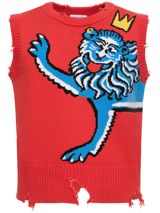 Charles Jeffrey LOVERBOY: Graphic slash lion print vest - Paprika Silly - men_0 | Luisa Via Roma
