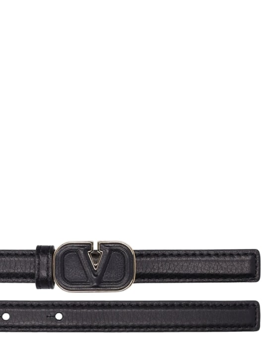 Valentino Garavani: 15mm V Logo leather belt - Black - women_1 | Luisa Via Roma