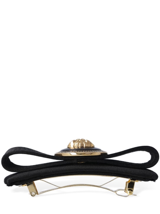 Versace: Gianni ribbon bow hair clip - Black/Gold - women_1 | Luisa Via Roma