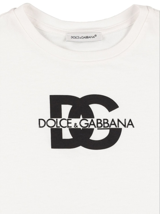 Dolce&Gabbana: T-shirt in jersey di cotone con logo - Bianco - kids-boys_1 | Luisa Via Roma