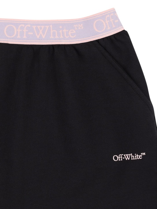 Off-White: Bookish logo band cotton sweat skirt - Black/Lilac - kids-girls_1 | Luisa Via Roma